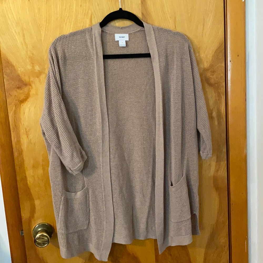 Open Front Elbow Length Sleeve Cardigan